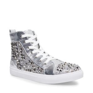 Steve Madden W9 M7 Studded Silver Sneakers hightop